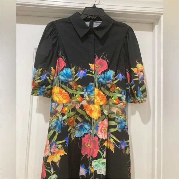 Rickie Freeman for Teri Jon Black Floral Midi Dress Size 12 - Picture 10 of 12